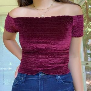 Off-The-Shoulder Velvet Top